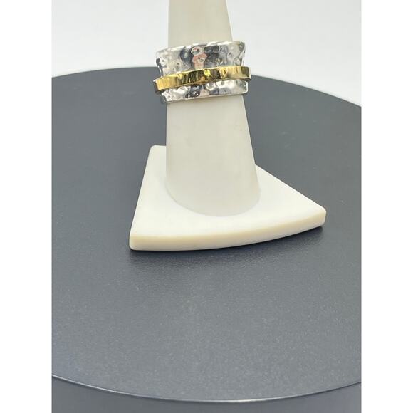Silpada Sterling Silver and 14k Gold Plated Spinner Ring R1476 model Sz 7.25 - Picture 2 of 9